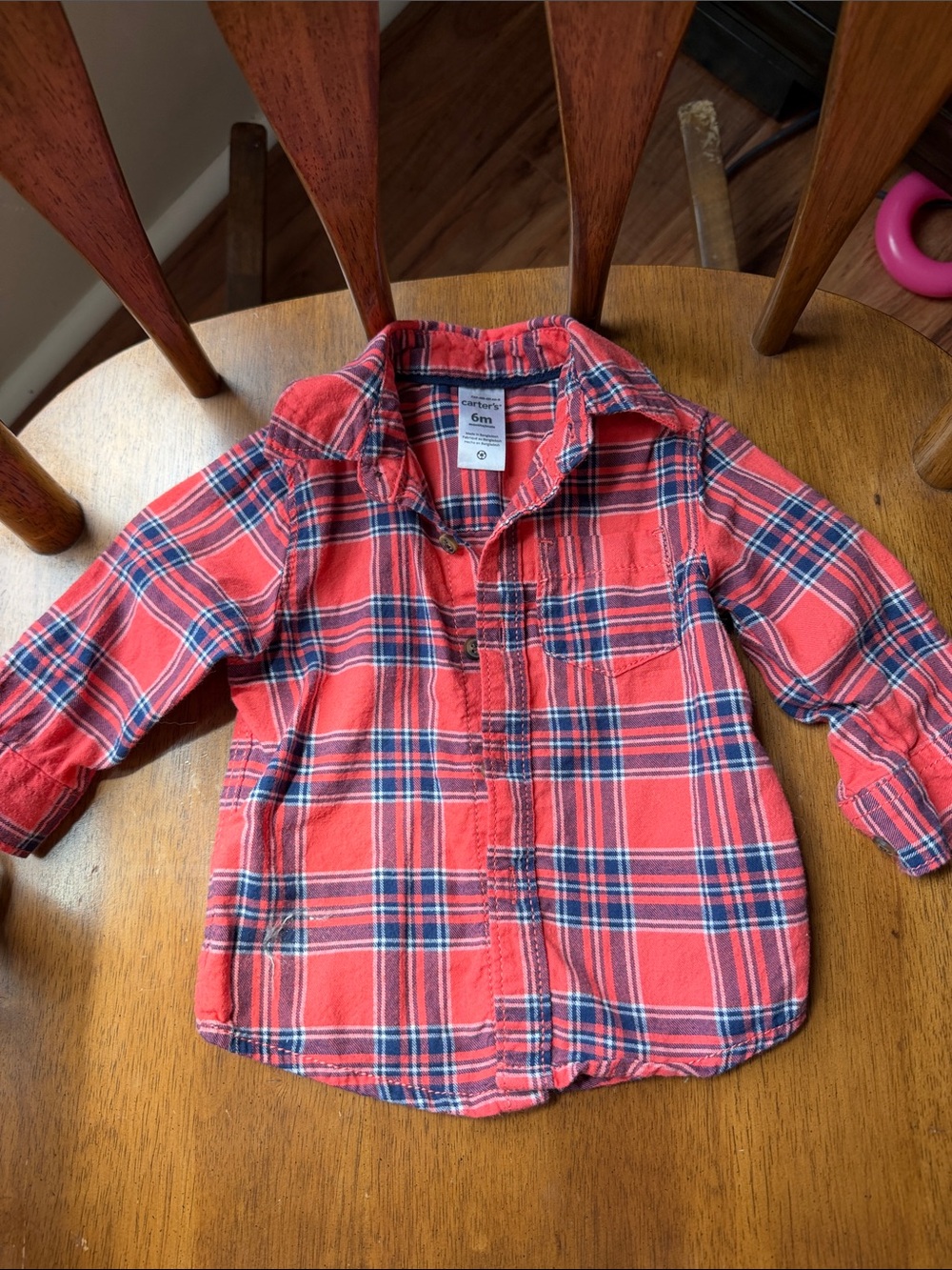 Carter's Red and Navy Plaid Button-Down Shirt